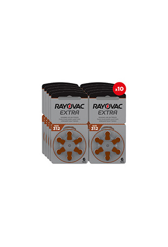 Rayovac Extra 312 (10 Plaquettes de 6 piles) - piles auditives - irisoft