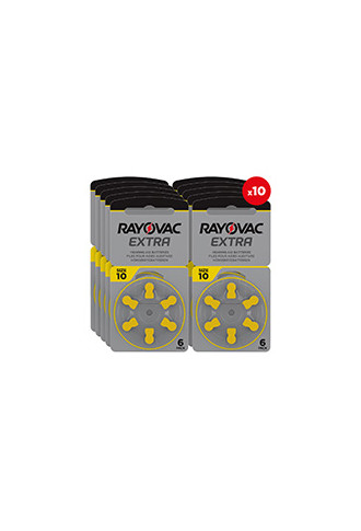 Rayovac Extra 10 (10 Plaquettes de 6 piles) - piles auditives - irisoft