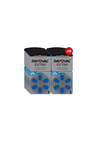 Rayovac Extra 675 (10 Plaquettes de 6 piles) - piles auditives - irisoft