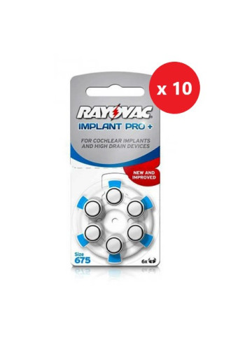 Rayovac 675 Cochlear Implant Pro + (10 Plaquettes de 6 piles) - piles auditives - irisoft
