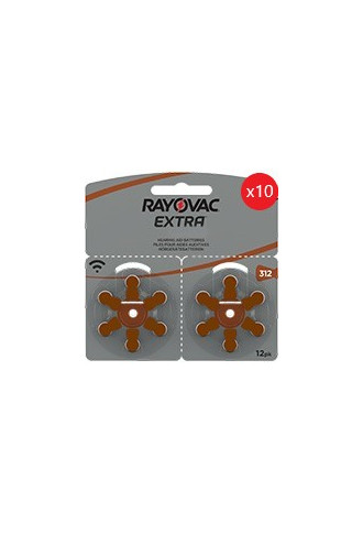 Rayovac Extra 312 (10 Plaquettes de 12 piles) - piles auditives - irisoft