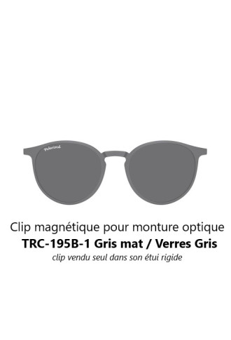 Clips magnétiques solaires compatibles monture TRC-195B Gris mat (2 couleurs de verre) - clips solaires - irisoft
