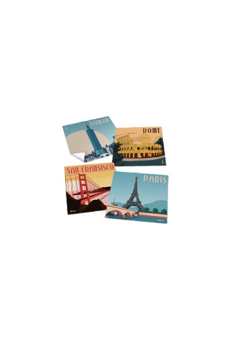 Microfibres collection "Villes du monde" - 21 visuels - entretien & nettoyage lunettes - irisoft