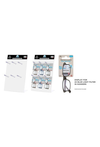 PRESENTOIR POUR 24 MONTURES LUMIERE BLEUE MDBLF - présentoirs optiques & rangements - irisoft