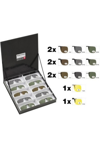 Pack 20 clips solaires (13 relevables et 7 fixes) polarisés + présentoir - PDC21 - clip - irisoft